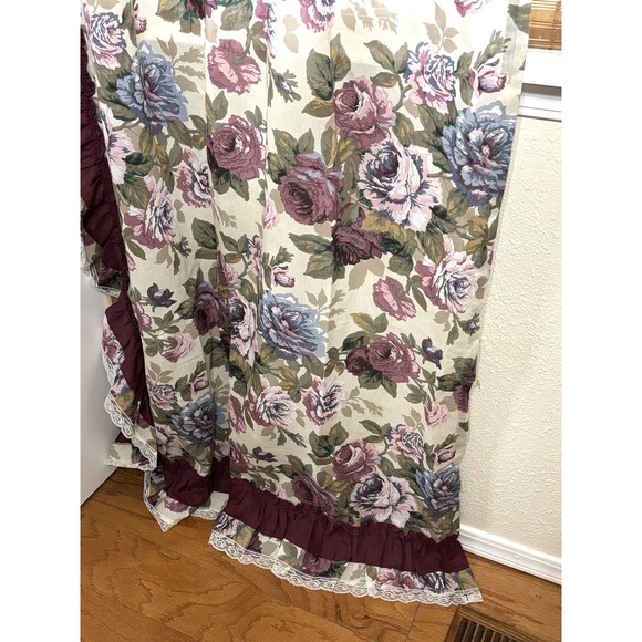 VTG Rose Ruffled Curtain Panels Romantic Victorian w/ Lace JC Penny Cottage Chic - Picture 6 of 11